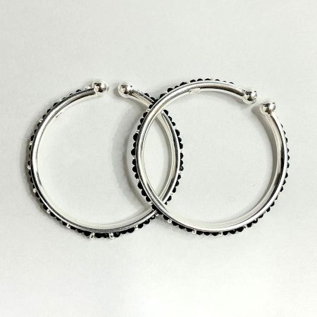 Handcrafted 92.5 Sterling Silver Black Beaded Kada Pair